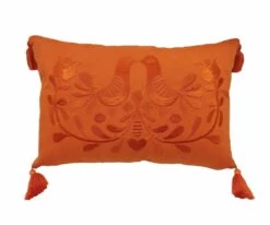 Buy 🔔 B36 Embroidered Doves Lumbar Pillow Cover 😀
