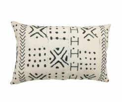 Outlet π B36 Modern Mudcloth Lumbar Pillow Cover - White π